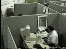 Office worker performing repetitive tasks